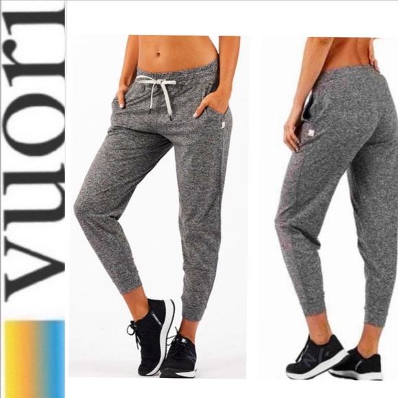 Vuori Pants - Vuori Performance Jogger Heather Gray Elastic Waist W/Drawstring SZ Medium